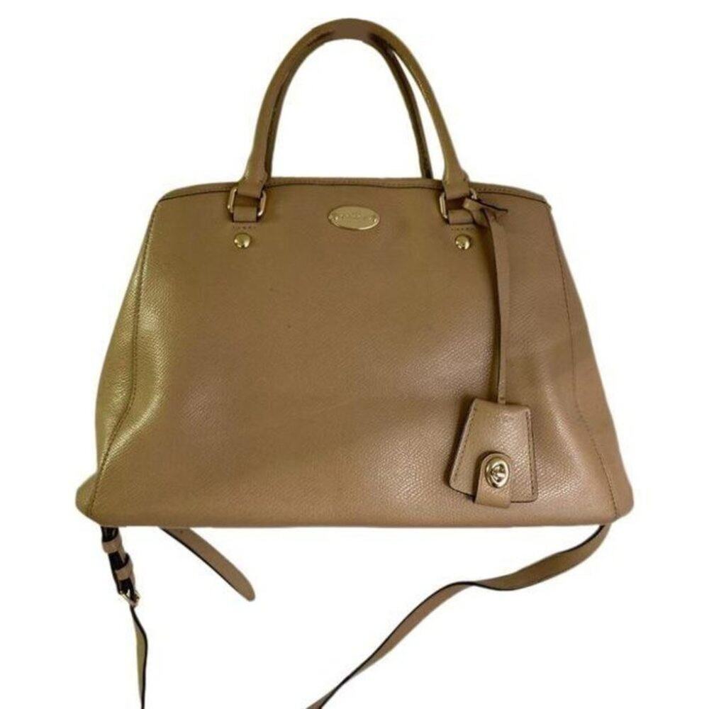coach medium w adjustable strap tan leather cross - Picture 1 of 12